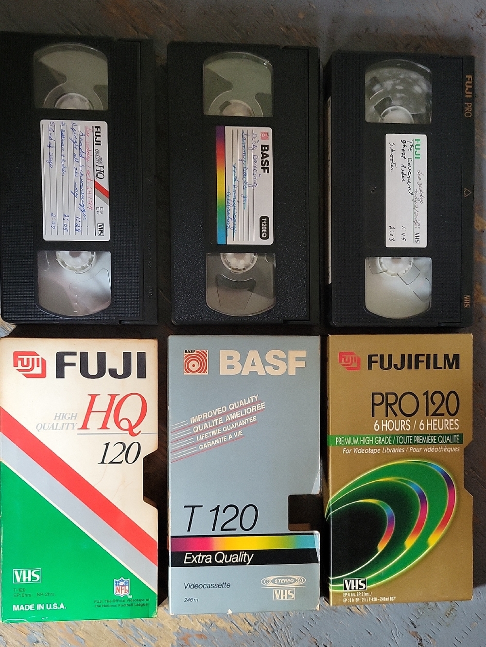 Prerecorded Action Films-FUJI & BASF Vintage VHS Tapes - Black with Labels